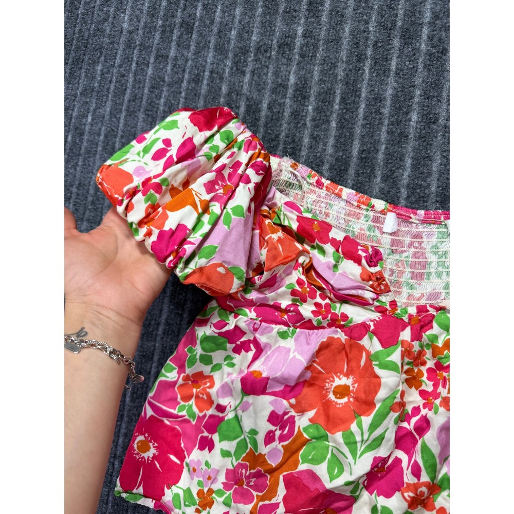 ASTR The Label Floral Puff Sleeve Top Medium Peplum Cottagecore Coquette‎ Floral - Picture 4 of 6